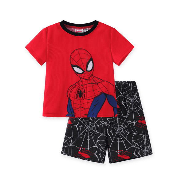 Marvel Spider-Man Boys Graphic Tee T-shirt and Shorts 2 Pieces Sets School Sports Summer Outfits Toddlers Kids 4-5T