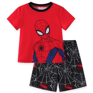 Marvel Spider-Man Boys Graphic Tee T-shirt and Shorts 2 Pieces Sets School Sports Summer Outfits Toddlers Kids 4-5T
