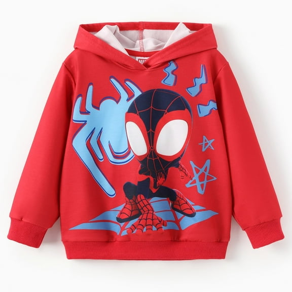 Marvel Spider-Man Boys Hoodies Miles Morales Red Graphic Pullover Tops Christmas Sweatshirts Toddlers Kids 2T
