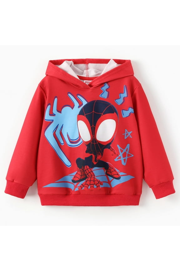 Marvel Spider-Man Boys Hoodies Miles Morales Red Graphic Pullover Tops Christmas Sweatshirts Toddlers Kids 2T