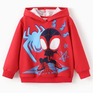 Marvel Spider-Man Boys Hoodies Miles Morales Red Graphic Pullover Tops Christmas Sweatshirts Toddlers Kids 3-4T