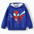 thumbnail image 1 of Marvel Spider-Man Boys Hoodies Peter Parker Blue Graphic Pullover Tops Halloween Sweatshirts Toddlers Kids 4-5T, 1 of 8