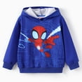 thumbnail image 1 of Marvel Spider-Man Boys Hoodies Peter Parker Blue Graphic Pullover Tops School Halloween Sweatshirts Kids 8-9Y, 1 of 8