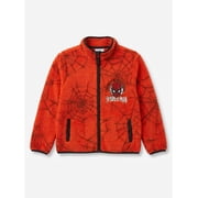 Marvel Spider-Man Boys' Allover Print Fleece Zip Up Jacket, Size XS-XL