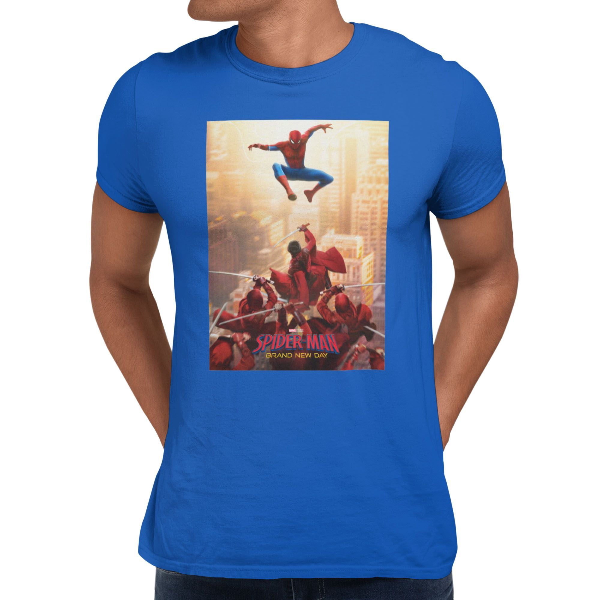Marvel Spider-Man Brand New Day Men's City Ninja Battle Poster T