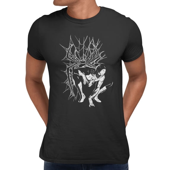 Marvel Spider-Man Brand New Day Men's Line Art Spidey Pose T-Shirt (Black, S-XXXL)