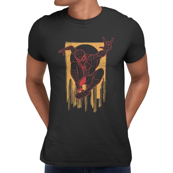 Marvel Spider-Man Brand New Day Men's Spidey Drip Line Art Poster T-Shirt (Black, S-XXXL)