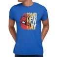 thumbnail image 1 of Marvel Spider-Man Brand New Day Men's Spidey Upside Down Logo T-Shirt (Royal, S-XXXL), 1 of 4