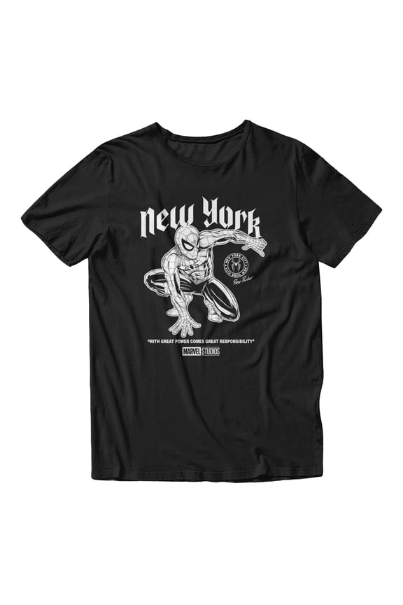 Spider-Man Brand New Day Men's Vintage New York Quote Sketch T-Shirt (Black, S-XXXL)