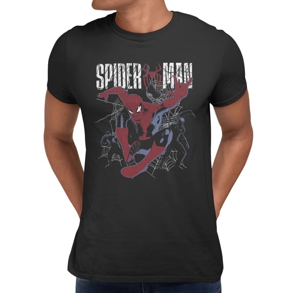 Marvel Spider-Man Brand New Day Men's Web Power Distressed T-Shirt (Black, S-XXXL)