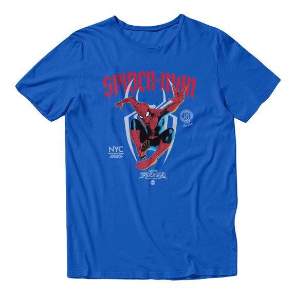 Marvel Spider-Man Brand New Day Women's Gothic Script Aesthetic T-Shirt (Royal, S-XXL)