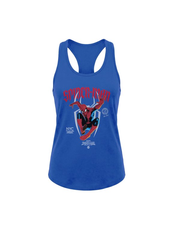 Spider-Man Brand New Day Junior's Gothic Script Aesthetic Tank Top (Royal, XS-XXL)