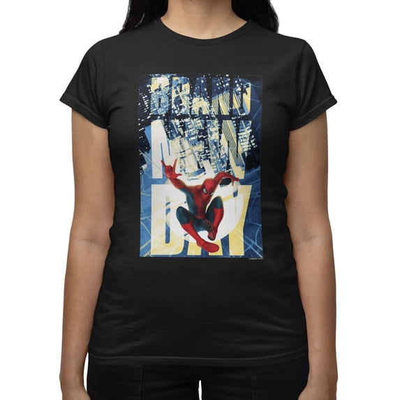 Marvel Spider-Man Brand New Day Women's Spidey Night Swing T-Shirt (Black, S-XXL)
