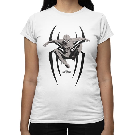 Marvel Spider-Man Brand New Day Women's Web Action Sketch Retro T-Shirt (Bright White, S-XXL)