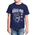 thumbnail image 1 of Marvel Spider-Man Brand New Day Youth Classic Action Distressed T-Shirt (Iris Navy, XS-XL), 1 of 4