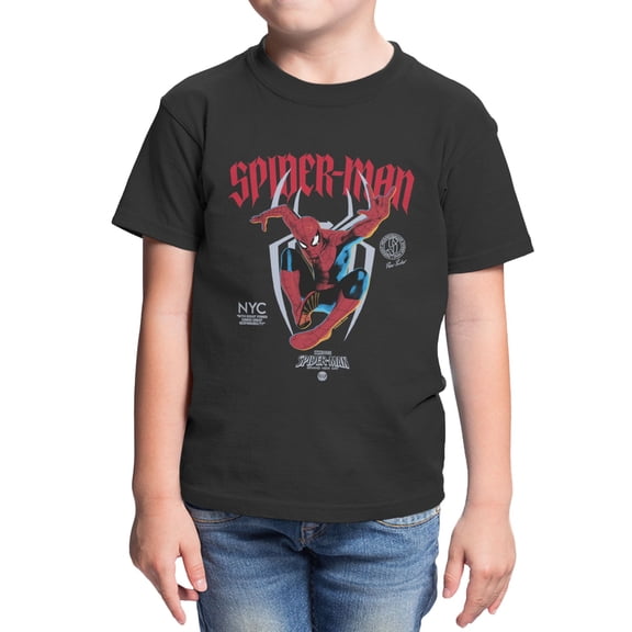Marvel Spider-Man Brand New Day Youth Gothic Script Aesthetic T-Shirt (Black, XS-XL)