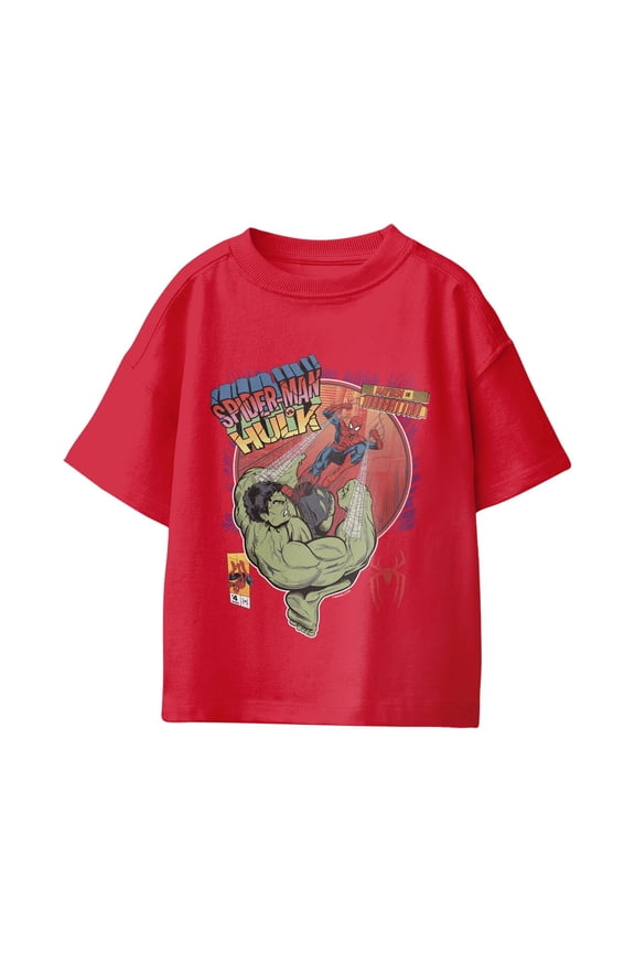 Spider-Man Brand New Day Youth Hulk Mayhem In Manhattan T-Shirt (Red, XS-XL)