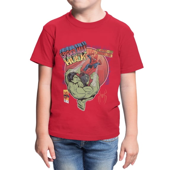 Marvel Spider-Man Brand New Day Youth Hulk Mayhem In Manhattan T-Shirt (Red, XS-XL)