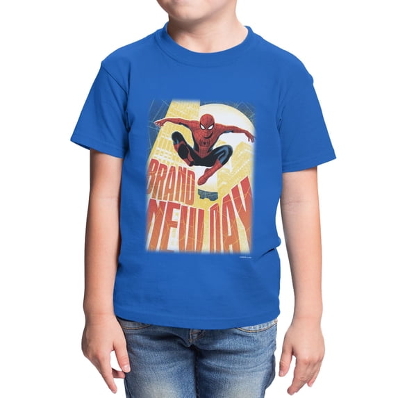 Marvel Spider-Man Brand New Day Youth Spidey NYC Defender T-Shirt (Royal, XS-XL)