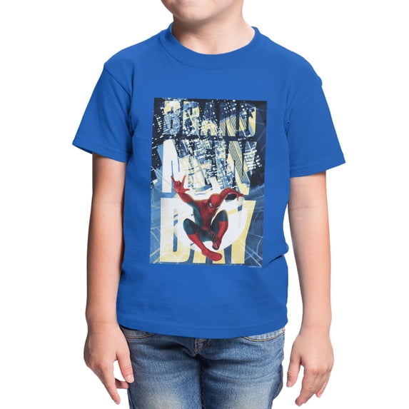 Marvel Spider-Man Brand New Day Youth Spidey Night Swing T-Shirt (Royal, XS-XL)