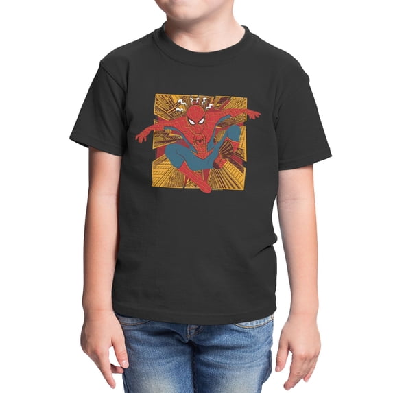 Marvel Spider-Man Brand New Day Youth Spidey Square Breakout T-Shirt (Black, XS-XL)