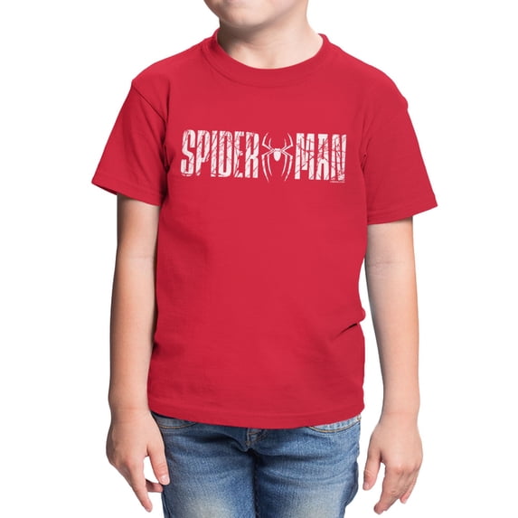 Marvel Spider-Man Brand New Day Youth Spidey Web Logo Fill T-Shirt (Red, XS-XL)