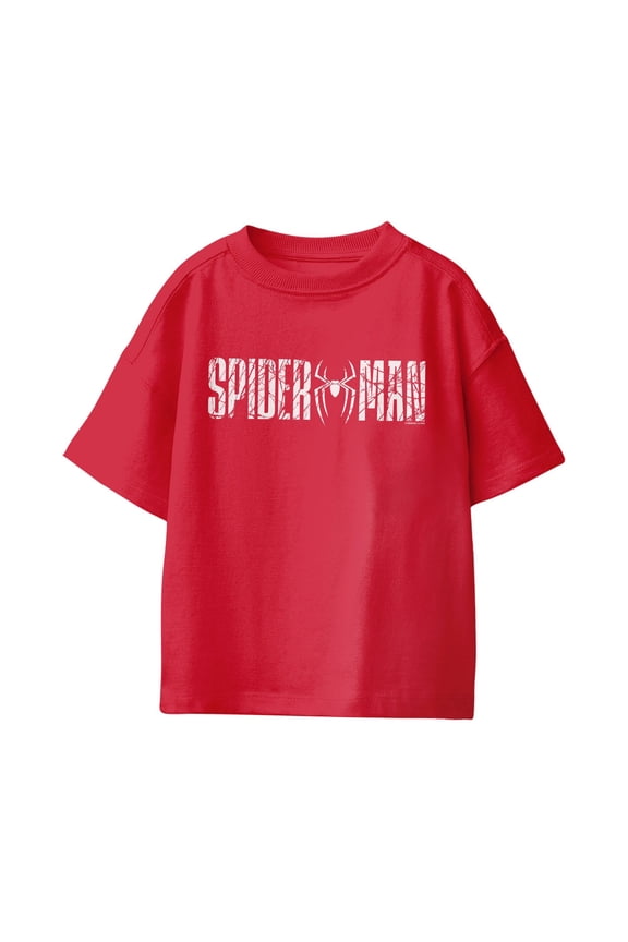 Spider-Man Brand New Day Youth Spidey Web Logo Fill T-Shirt (Red, XS-XL)