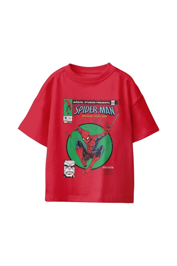Spider-Man Brand New Day Youth The Web-Slinger Is Back T-Shirt (Red, XS-XL)