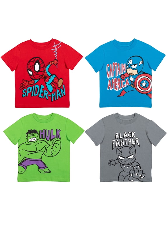 Avengers Toddler Boys' 4-Pack Short Sleeve T-Shirts Red Blue