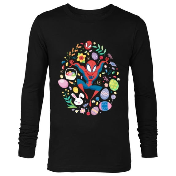 Marvel Spider-Man Cartoon Easter Egg - Long Sleeve T-Shirt for Men - Customized-Black