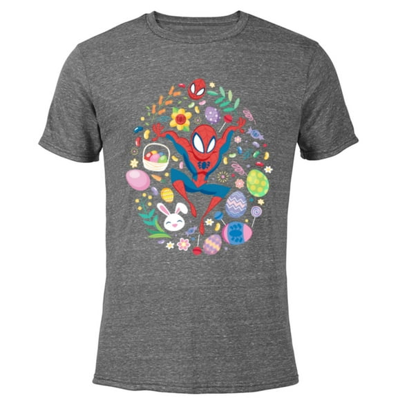 Marvel Spider-Man Cartoon Easter Egg - Short Sleeve Blended T-Shirt for Adults - Customized-Dark Heather