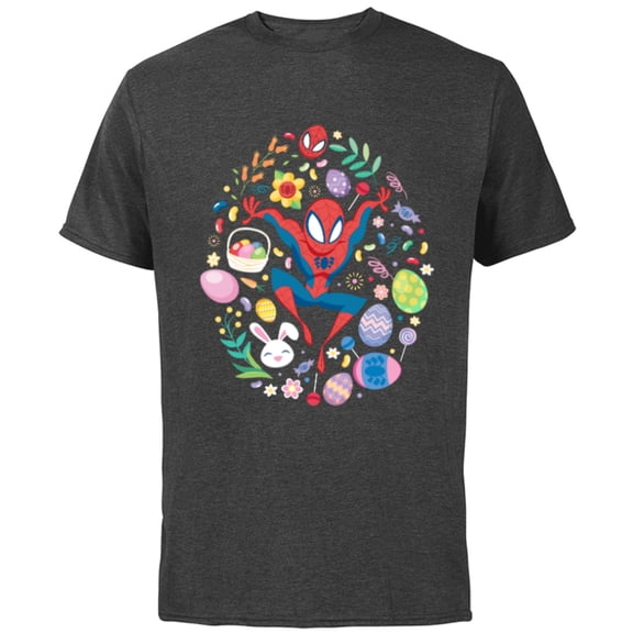 Marvel Spider-Man Cartoon Easter Egg - Short Sleeve Cotton T-Shirt for Adults - Customized-Charcoal