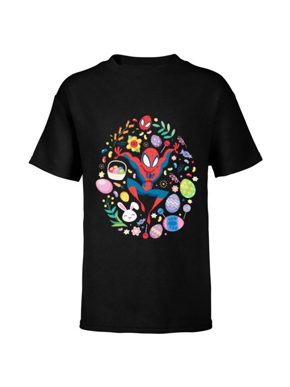 Spider-Man Cartoon Easter Egg - Short Sleeve T-Shirt for Kids - Customized-Black
