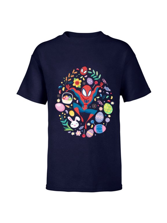 Spider-Man Cartoon Easter Egg - Short Sleeve T-Shirt for Kids - Customized-Navy