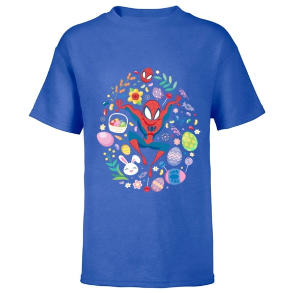 Marvel Spider-Man Cartoon Easter Egg - Short Sleeve T-Shirt for Kids - Customized-Royal