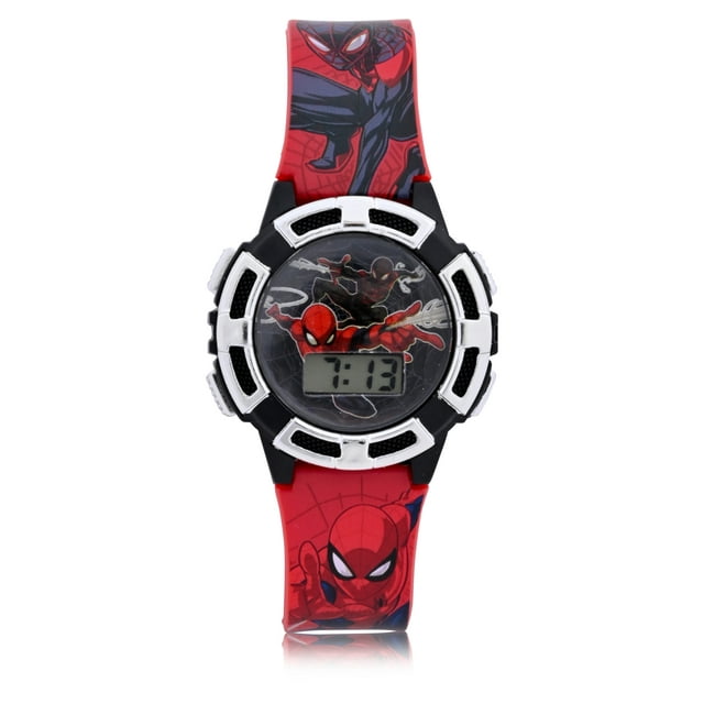 Marvel SpiderMan Childrens Unisex LCD Watch with Flashing Lights