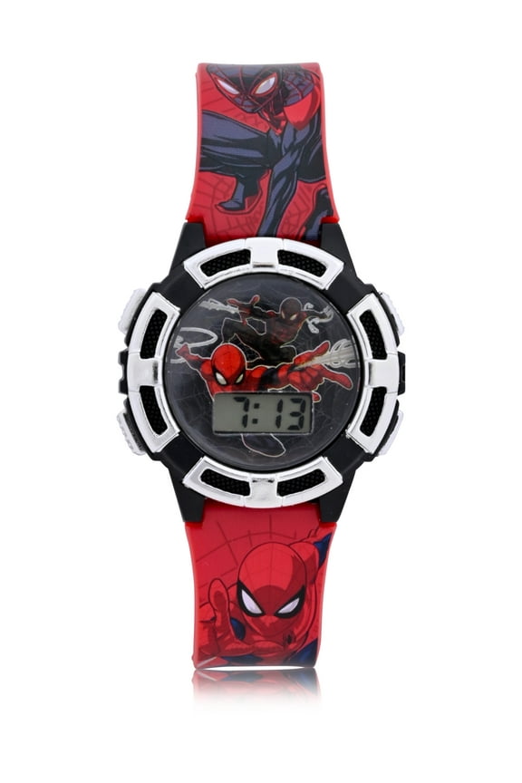 Spider-Man Childrens Unisex LCD Watch with Flashing Lights (SPD4933WM)