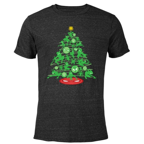 Marvel Spider-Man Christmas Tree Holiday - Short Sleeve Blended T-Shirt for Adults – Customized-Black