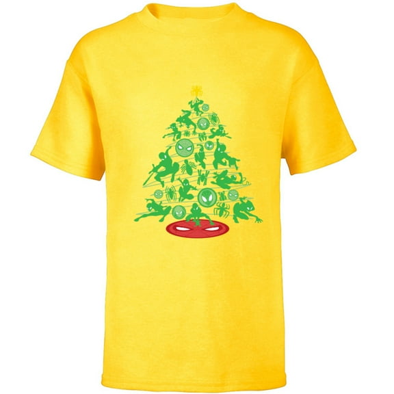 Marvel Spider-Man Christmas Tree Holiday - Short Sleeve T-Shirt for Kids – Customized-Yellow
