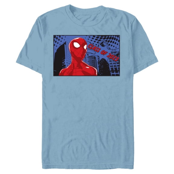Marvel Spider-Man Class of 2023 Graduation Comic - Short Sleeve Blended T-Shirt for Adults - Customized-Ocean Blue