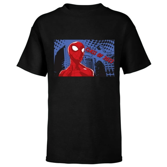 Marvel Spider-Man Class of 2023 Graduation Comic - Short Sleeve T-Shirt for Kids - Customized-Black