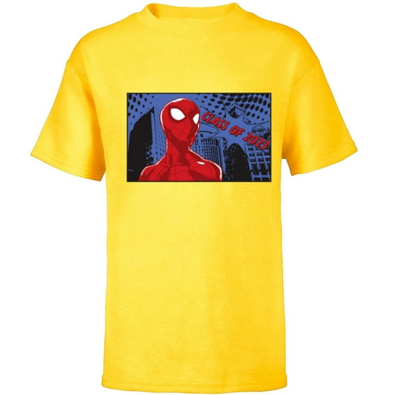 Marvel Spider-Man Class of 2023 Graduation Comic - Short Sleeve T-Shirt for Kids - Customized-Yellow