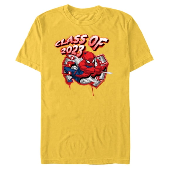 Marvel Spider-Man Class of 2023 Graduation Spidey Symbol - Short Sleeve Blended T-Shirt for Adults - Customized-Yellow