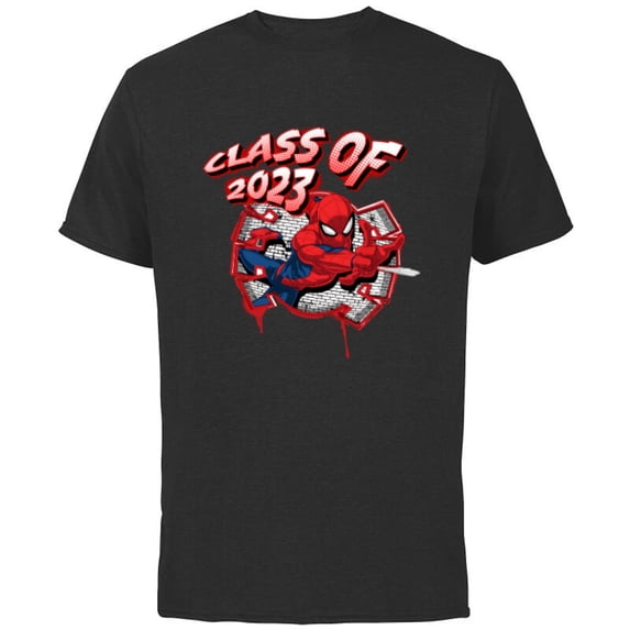 Marvel Spider-Man Class of 2023 Graduation Spidey Symbol - Short Sleeve Cotton T-Shirt for Adults - Customized-Black