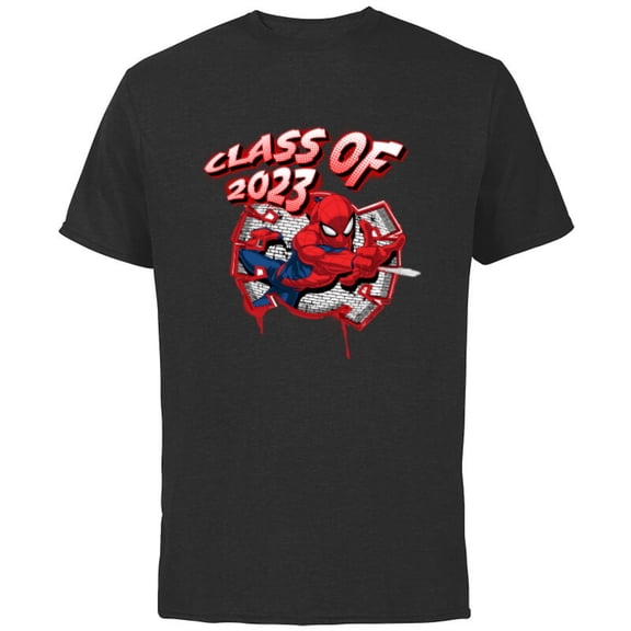 Marvel Spider-Man Class of 2023 Graduation Spidey Symbol - Short Sleeve Cotton T-Shirt for Adults - Customized-Black