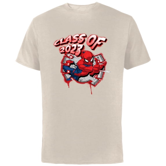 Marvel Spider-Man Class of 2023 Graduation Spidey Symbol - Short Sleeve Cotton T-Shirt for Adults - Customized-Natural