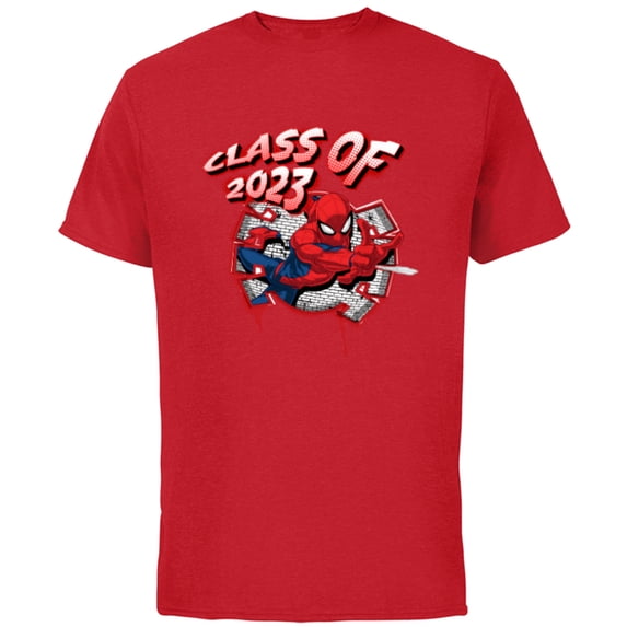 Marvel Spider-Man Class of 2023 Graduation Spidey Symbol - Short Sleeve Cotton T-Shirt for Adults - Customized-Red