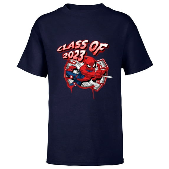Marvel Spider-Man Class of 2023 Graduation Spidey Symbol - Short Sleeve T-Shirt for Kids - Customized-Navy