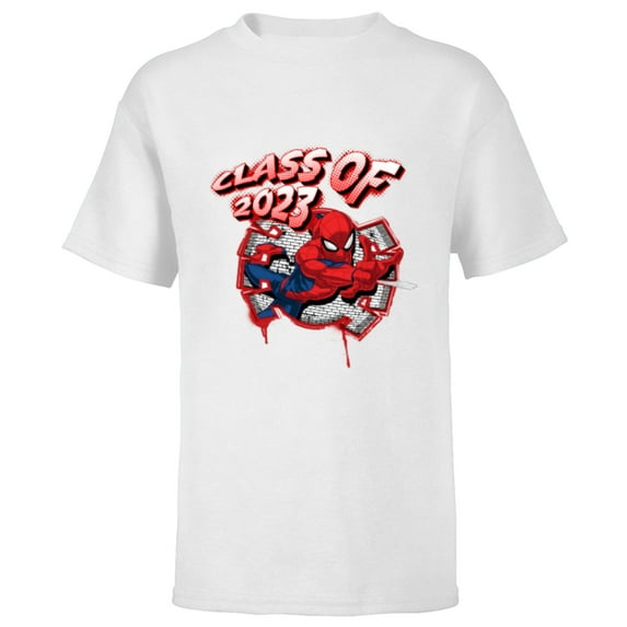 Marvel Spider-Man Class of 2023 Graduation Spidey Symbol - Short Sleeve T-Shirt for Kids - Customized-White