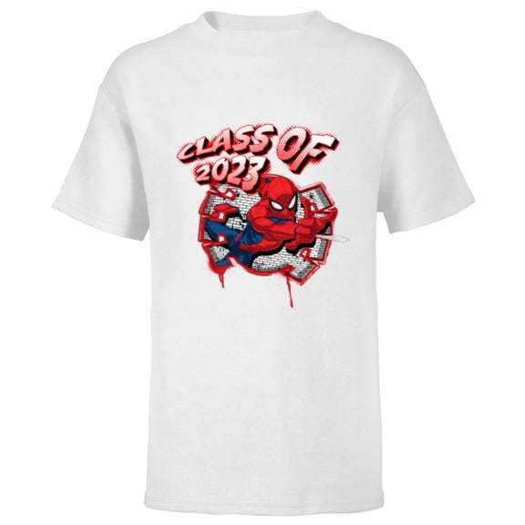 Marvel Spider-Man Class of 2023 Graduation Spidey Symbol - Short Sleeve T-Shirt for Kids - Customized-White
